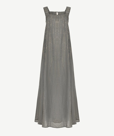  YARGICI Fır Fır Detaylı Kolsuz Midi Boy Elbise