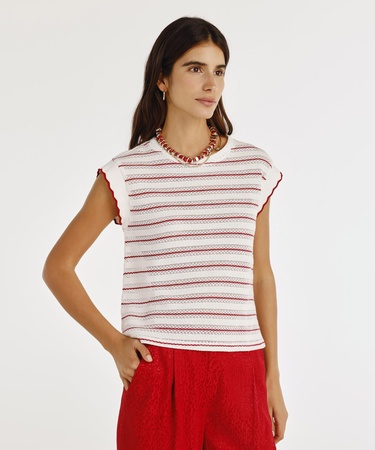  YARGICI Kol Ucu Ribana Detaylı Bisiklet Yaka Kolsuz T-shirt