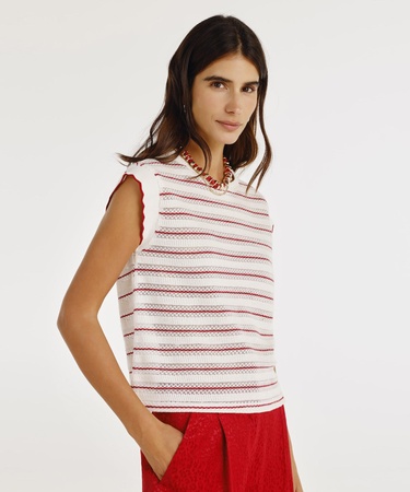  YARGICI Kol Ucu Ribana Detaylı Bisiklet Yaka Kolsuz T-shirt