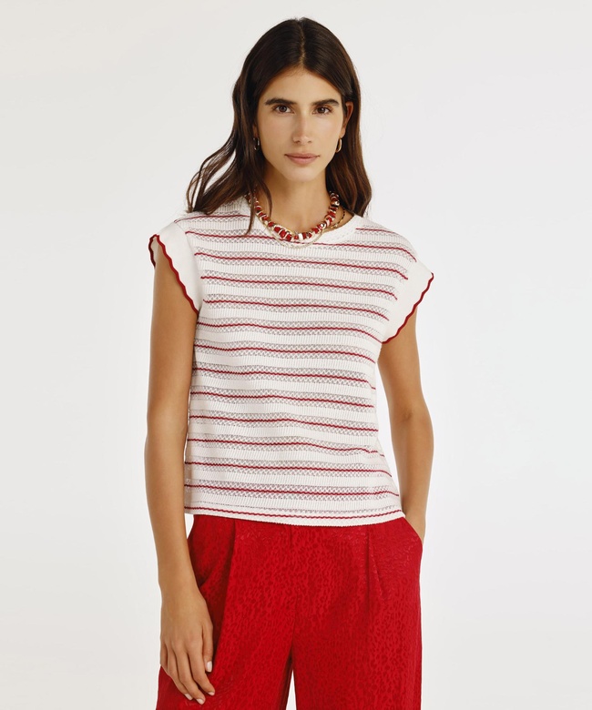  YARGICI Kol Ucu Ribana Detaylı Bisiklet Yaka Kolsuz T-shirt