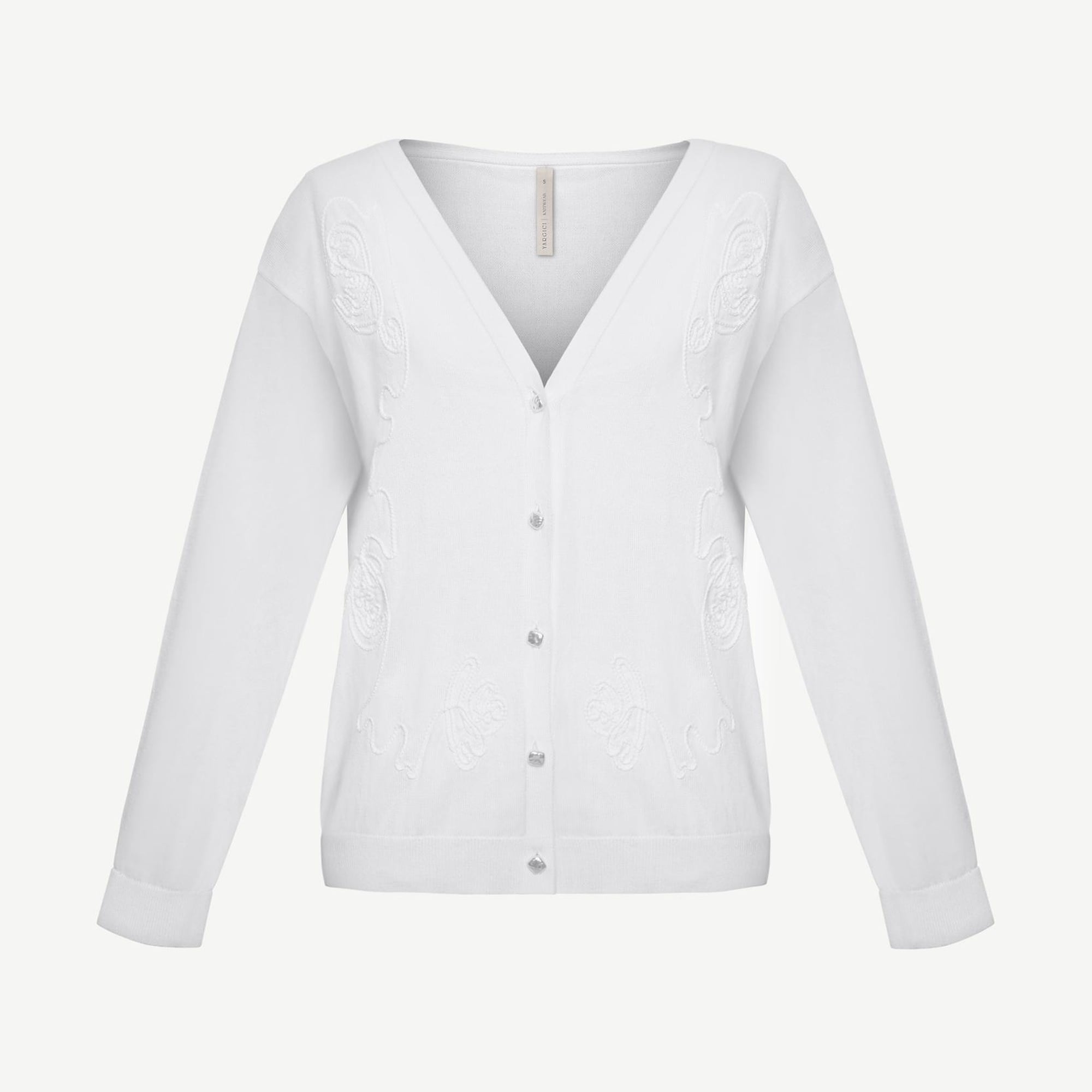 YARGICI V Yaka Nakışlı Hırka