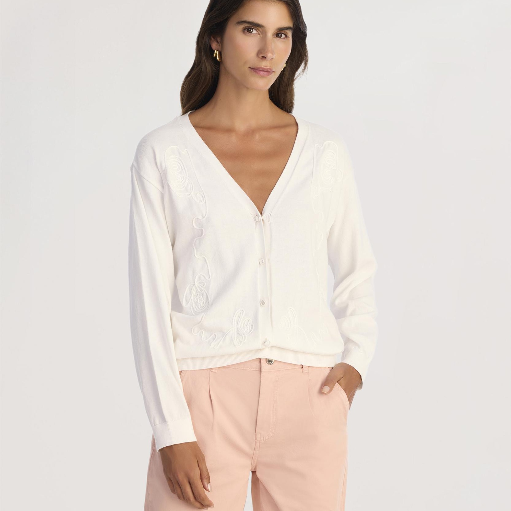 YARGICI V Yaka Nakışlı Hırka