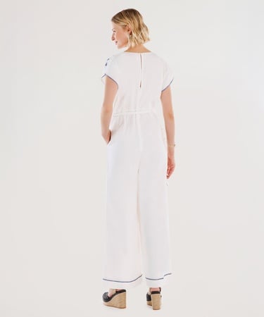  YARGICI Nakış Detaylı Kemerli Kısa Kollu Tulum