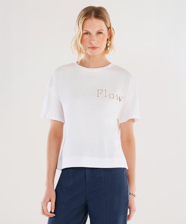  YARGICI Nakış Detaylı Bisiklet Yaka Kısa Kollu T-shirt