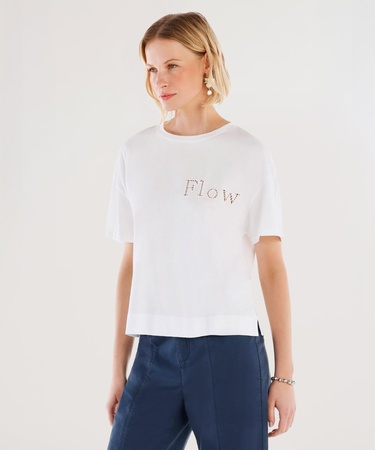  YARGICI Nakış Detaylı Bisiklet Yaka Kısa Kollu T-shirt