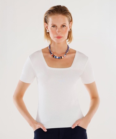  YARGICI Kare Yaka Yarım Kollu Triko