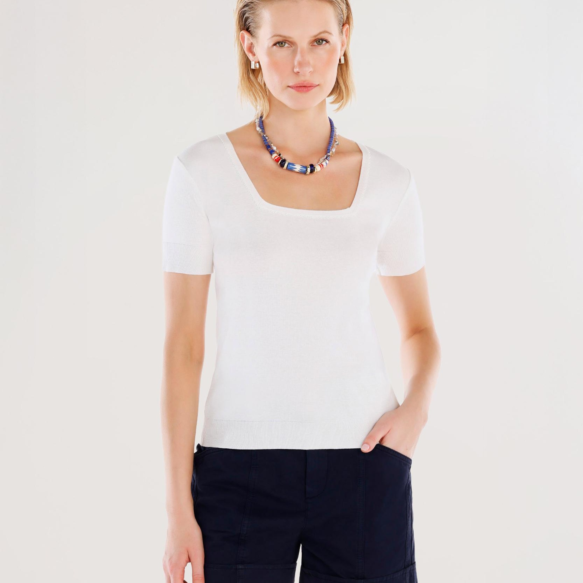 YARGICI Kare Yaka Yarım Kollu Triko