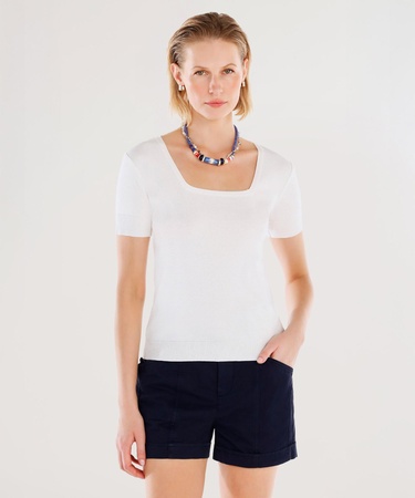  YARGICI Kare Yaka Yarım Kollu Triko