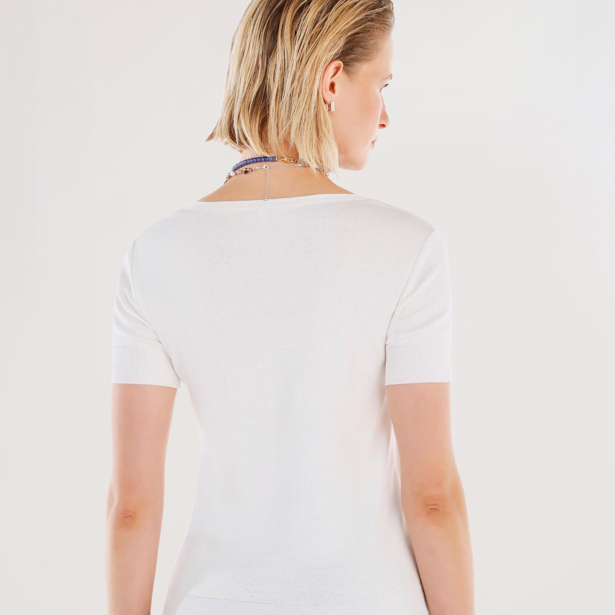 YARGICI Kare Yaka Yarım Kollu Triko