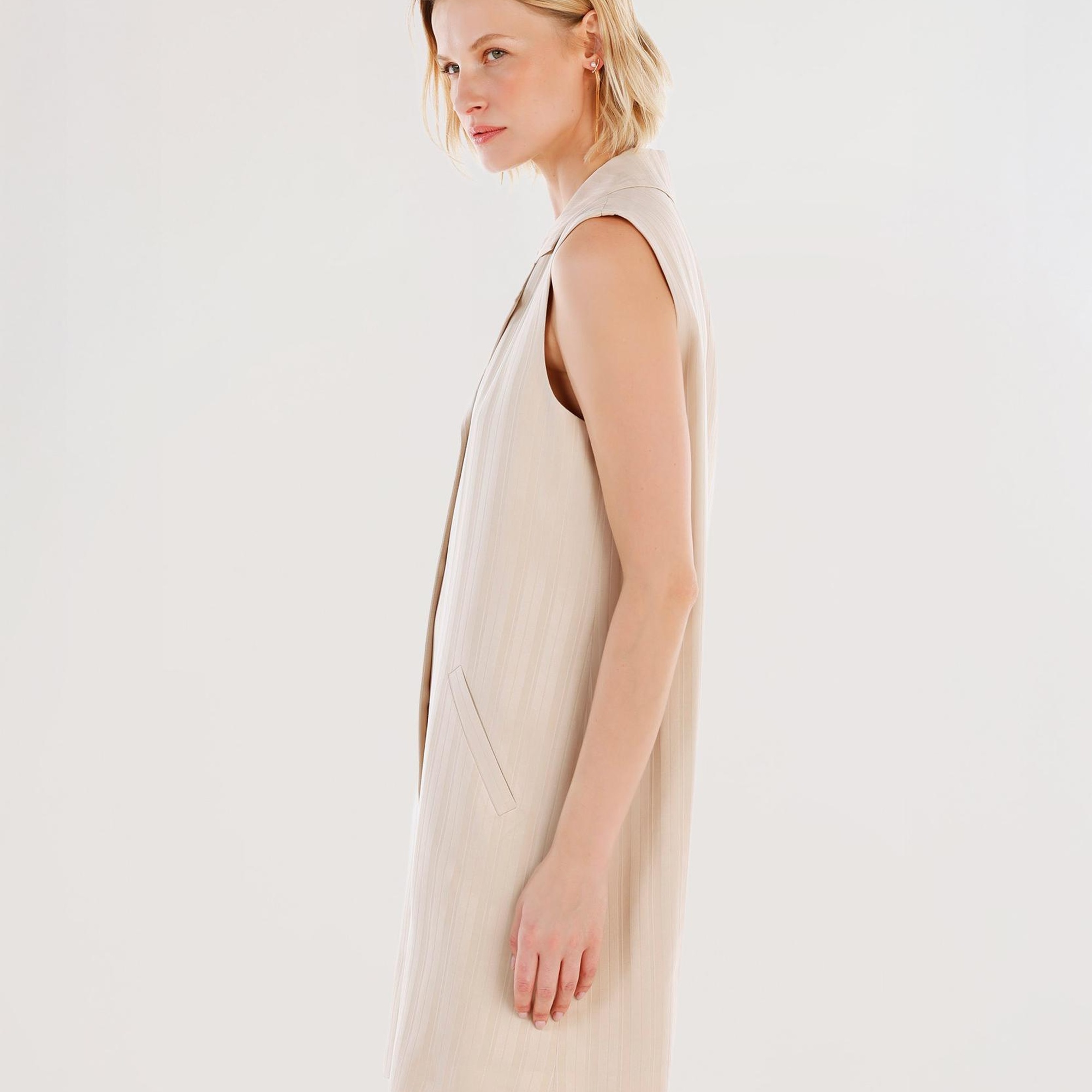 YARGICI Ceket Yaka Kolsuz Kısa Yelek Elbise