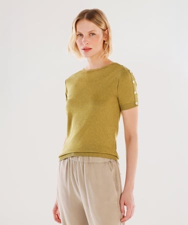  YARGICI Omuz Detaylı Kısa Kollu Triko