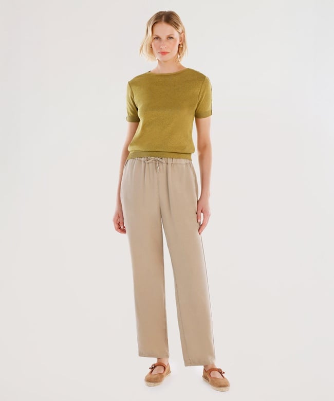  YARGICI Omuz Detaylı Kısa Kollu Triko