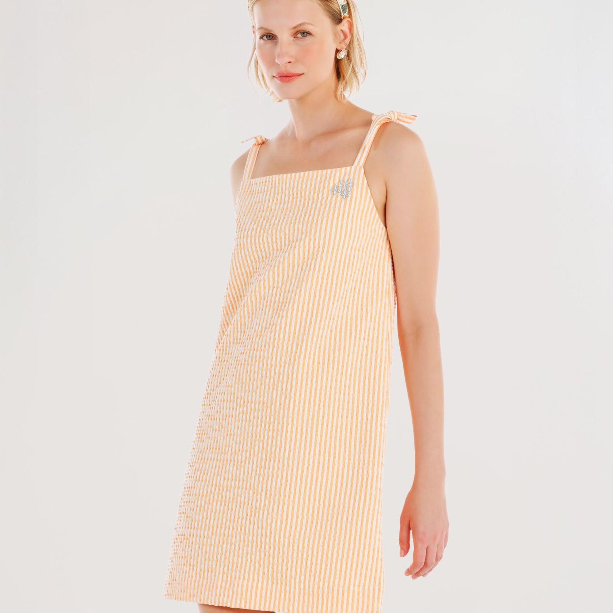 YARGICI Askılı Nakış Detaylı Kısa Boylu Elbise