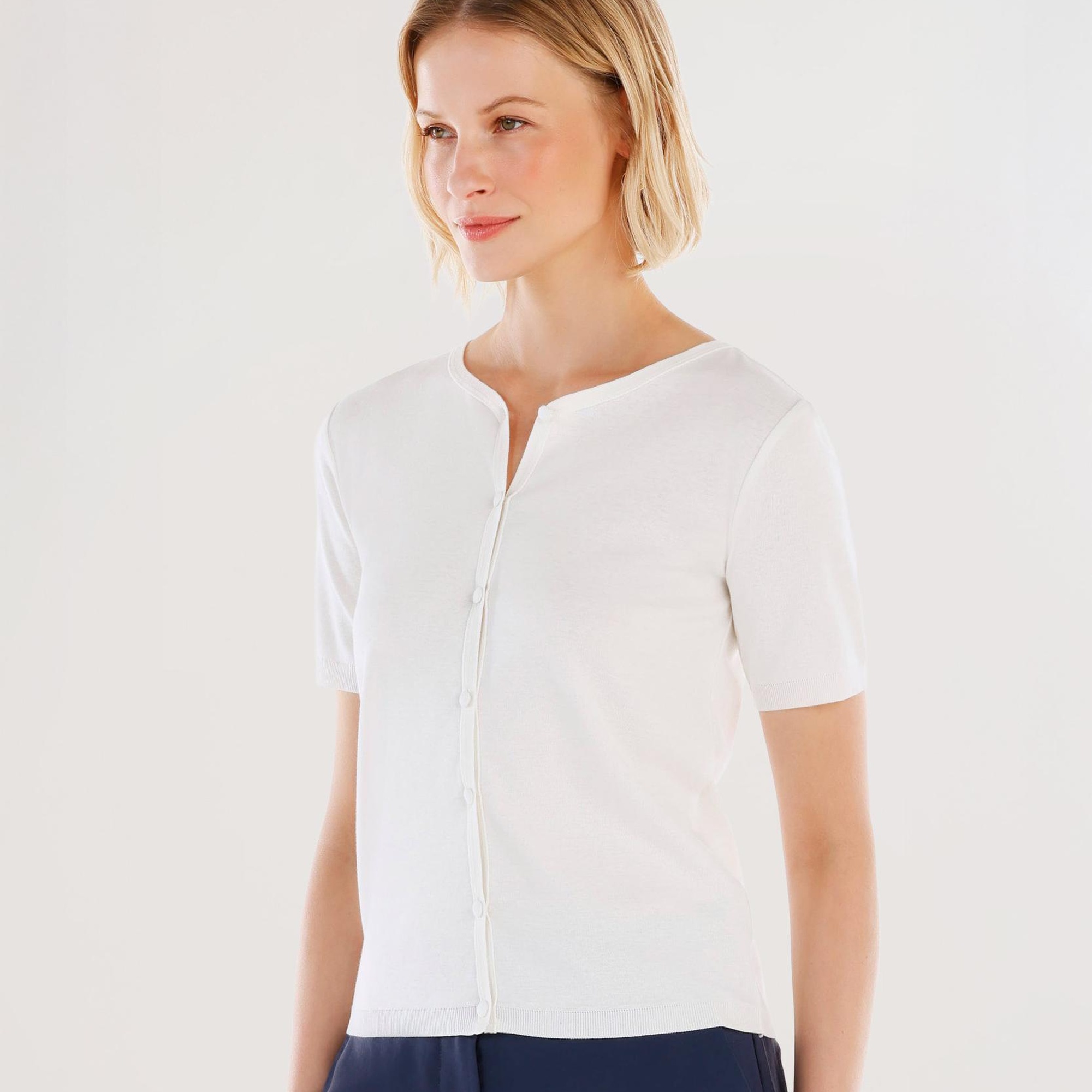 YARGICI Bisiklet Yaka Yarım Kollu Triko Hırka