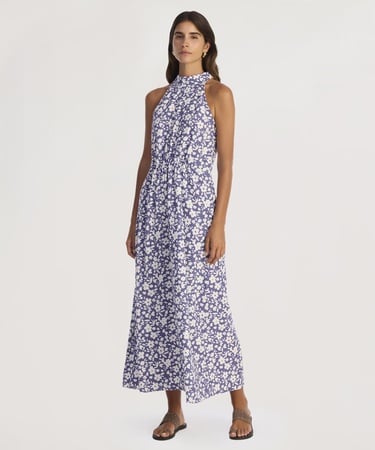  YARGICI Dik Yaka Kolsuz Uzun Boy Elbise