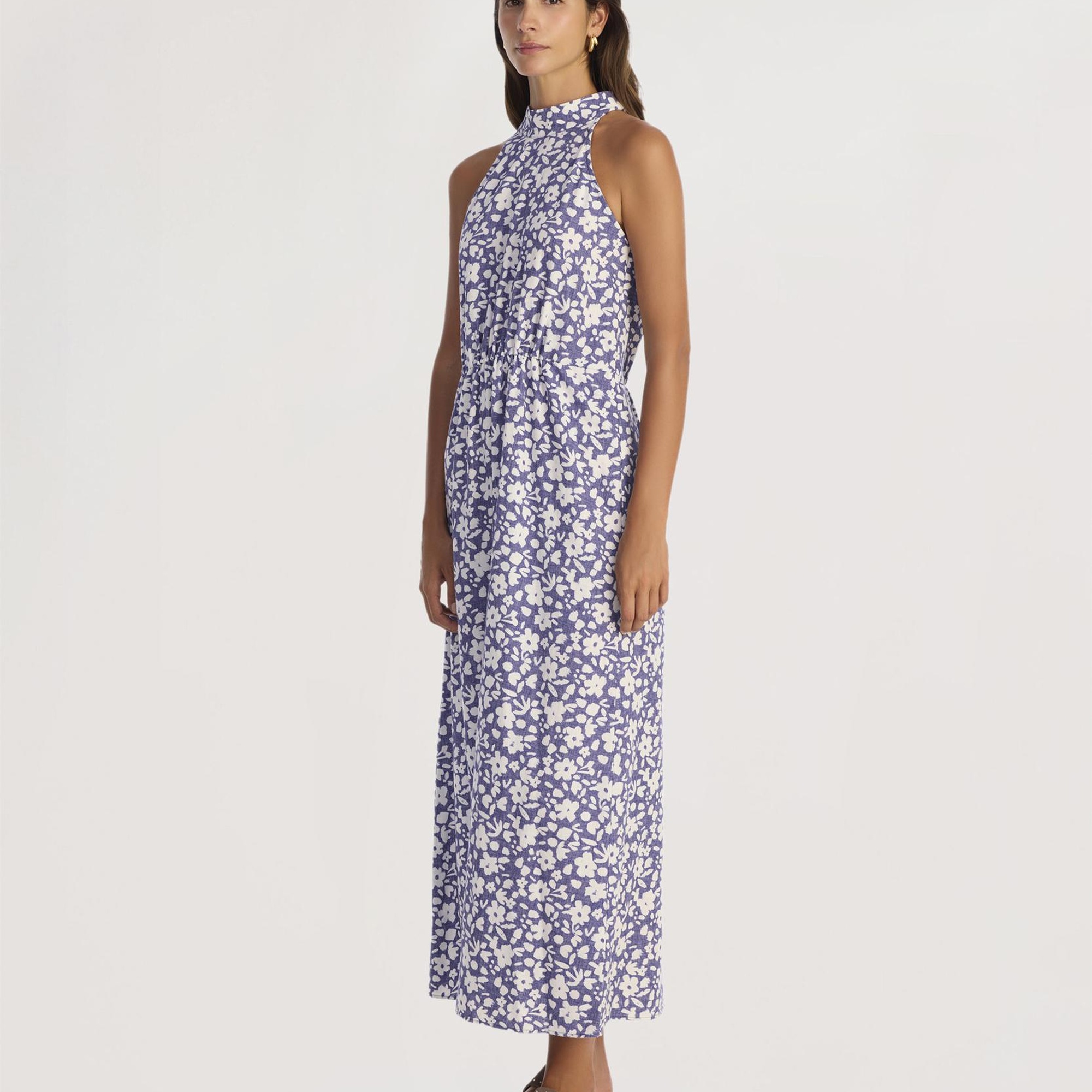 YARGICI Dik Yaka Kolsuz Uzun Boy Elbise