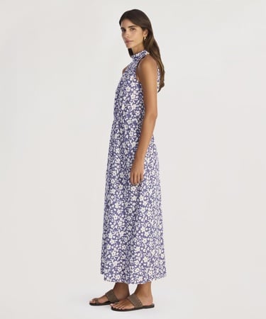  YARGICI Dik Yaka Kolsuz Uzun Boy Elbise