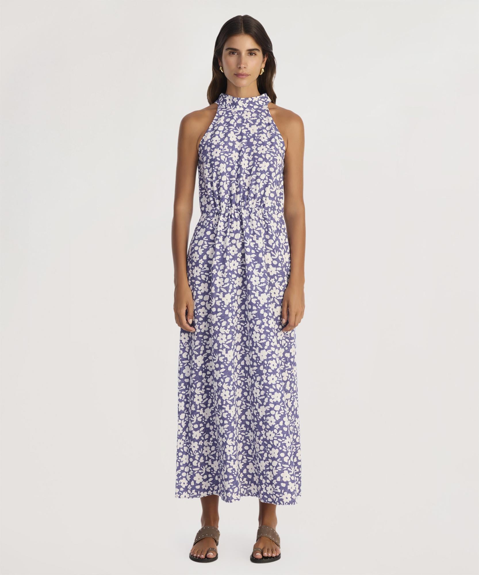  YARGICI Dik Yaka Kolsuz Uzun Boy Elbise