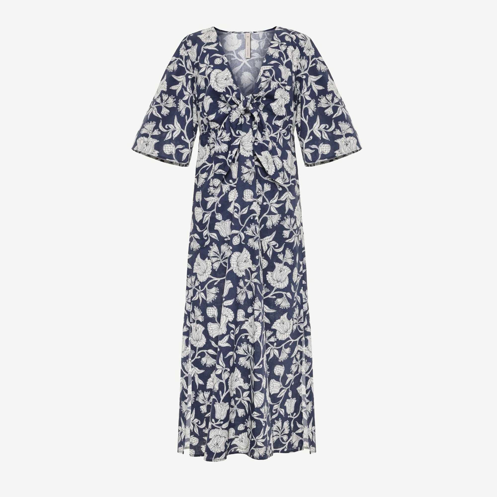 YARGICI Önü Bağlama Detaylı Kısa Kollu Midi Boy Elbise