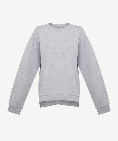  YARGICI Dikiş Ve Yırtmaç Detaylı Bisiklet Yaka Sweatshirt
