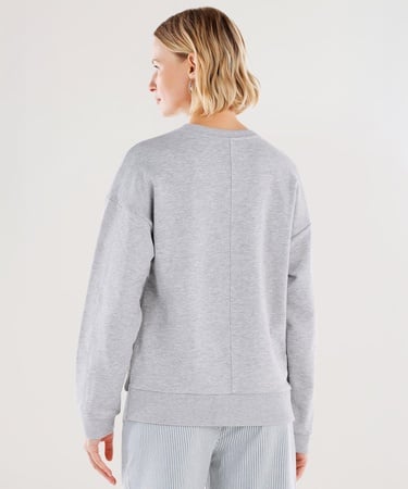  YARGICI Dikiş Ve Yırtmaç Detaylı Bisiklet Yaka Sweatshirt