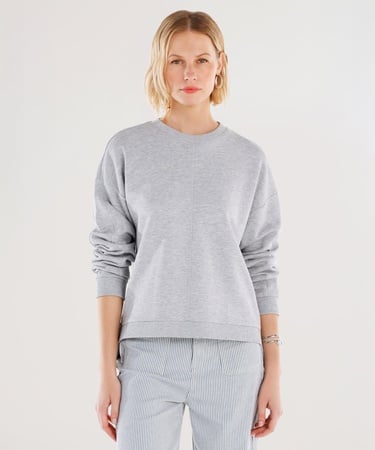  YARGICI Dikiş Ve Yırtmaç Detaylı Bisiklet Yaka Sweatshirt