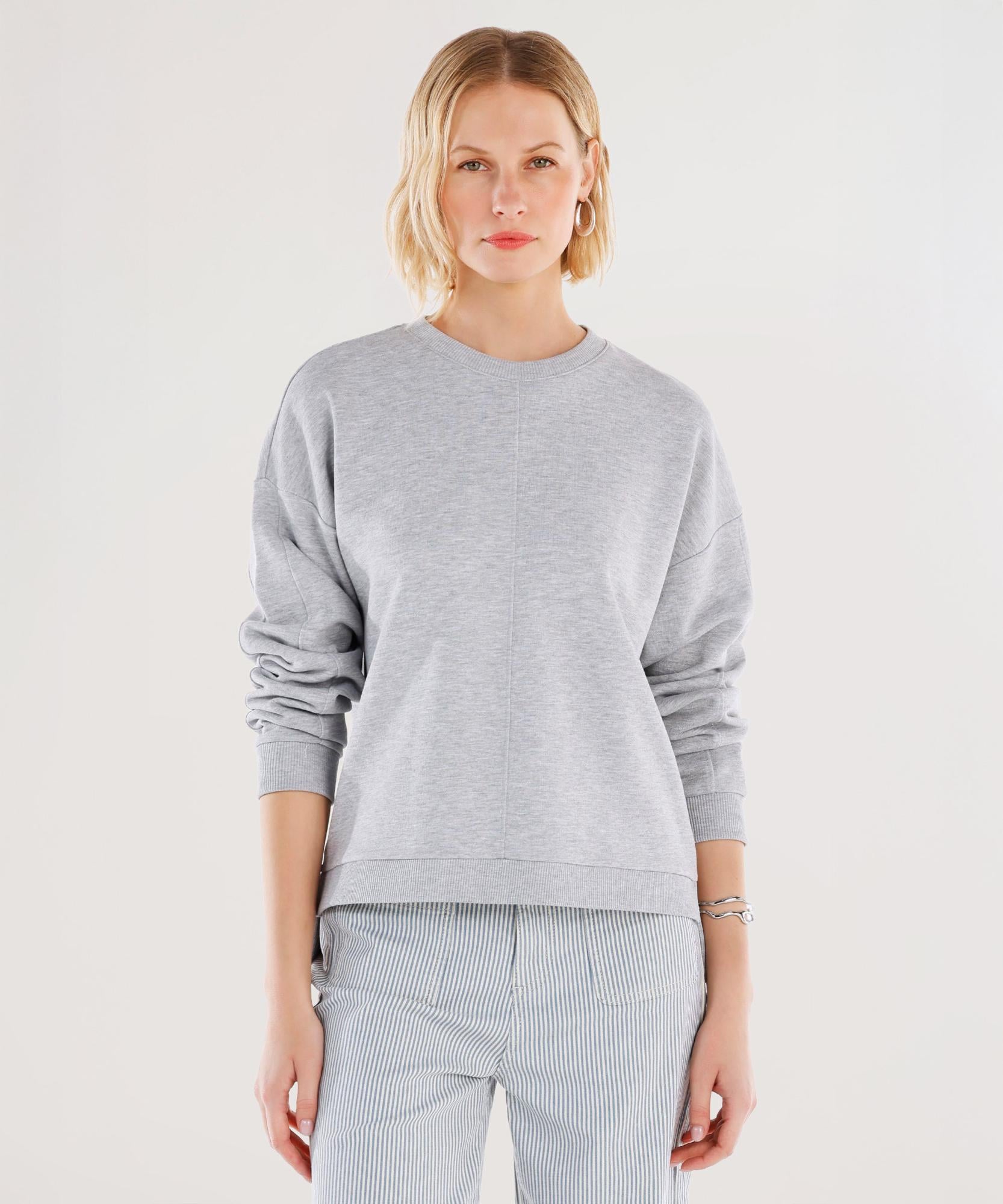  YARGICI Dikiş Ve Yırtmaç Detaylı Bisiklet Yaka Sweatshirt