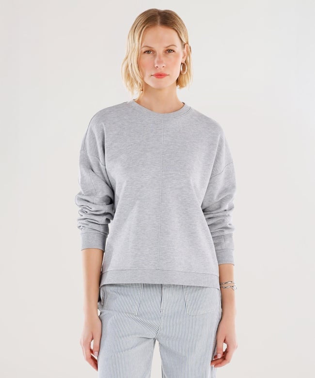  YARGICI Dikiş Ve Yırtmaç Detaylı Bisiklet Yaka Sweatshirt