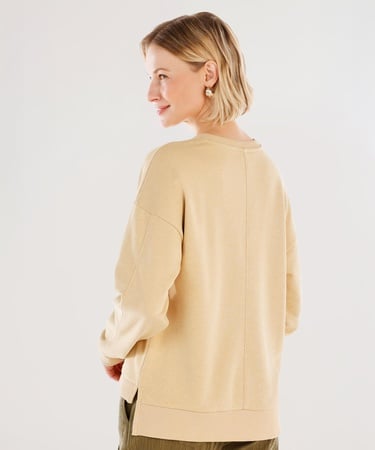  YARGICI Dikiş Ve Yırtmaç Detaylı Bisiklet Yaka Sweatshirt