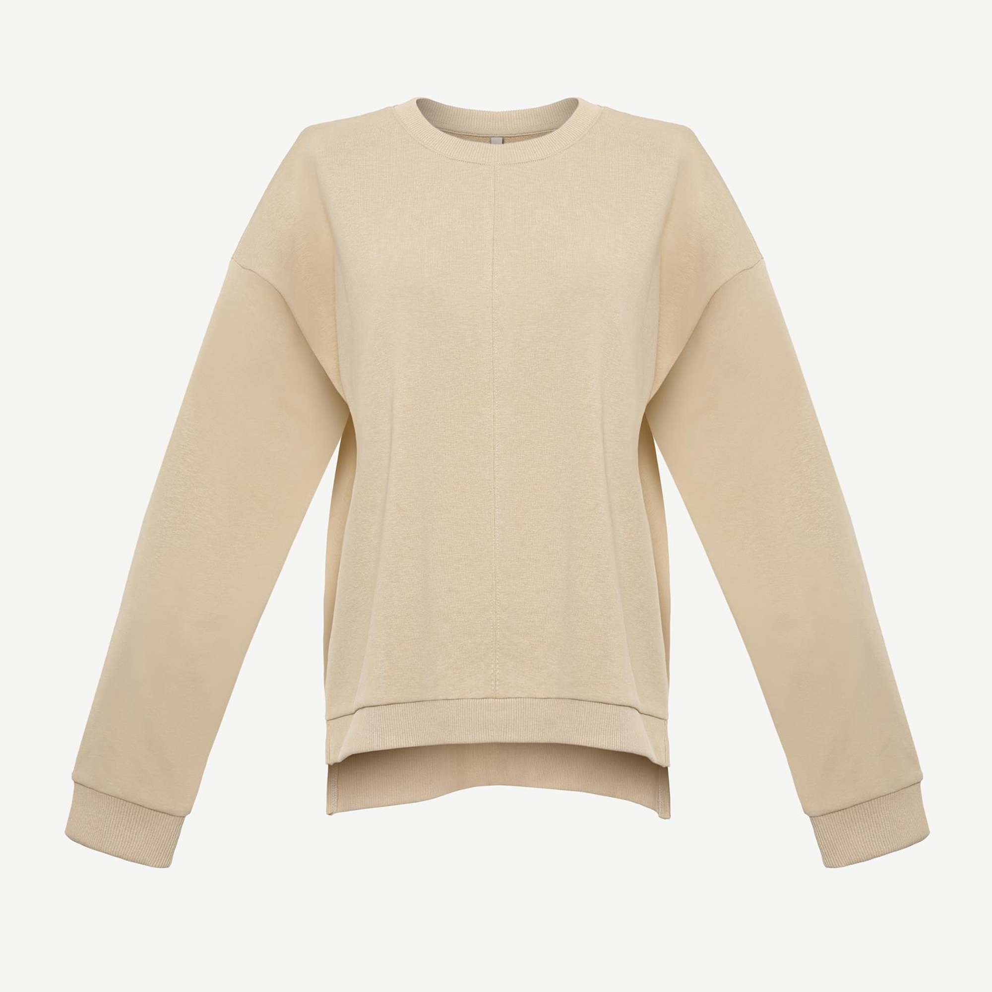 YARGICI Dikiş Ve Yırtmaç Detaylı Bisiklet Yaka Sweatshirt