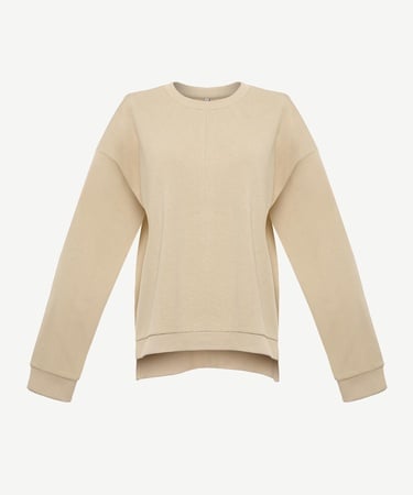  YARGICI Dikiş Ve Yırtmaç Detaylı Bisiklet Yaka Sweatshirt