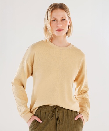  YARGICI Dikiş Ve Yırtmaç Detaylı Bisiklet Yaka Sweatshirt