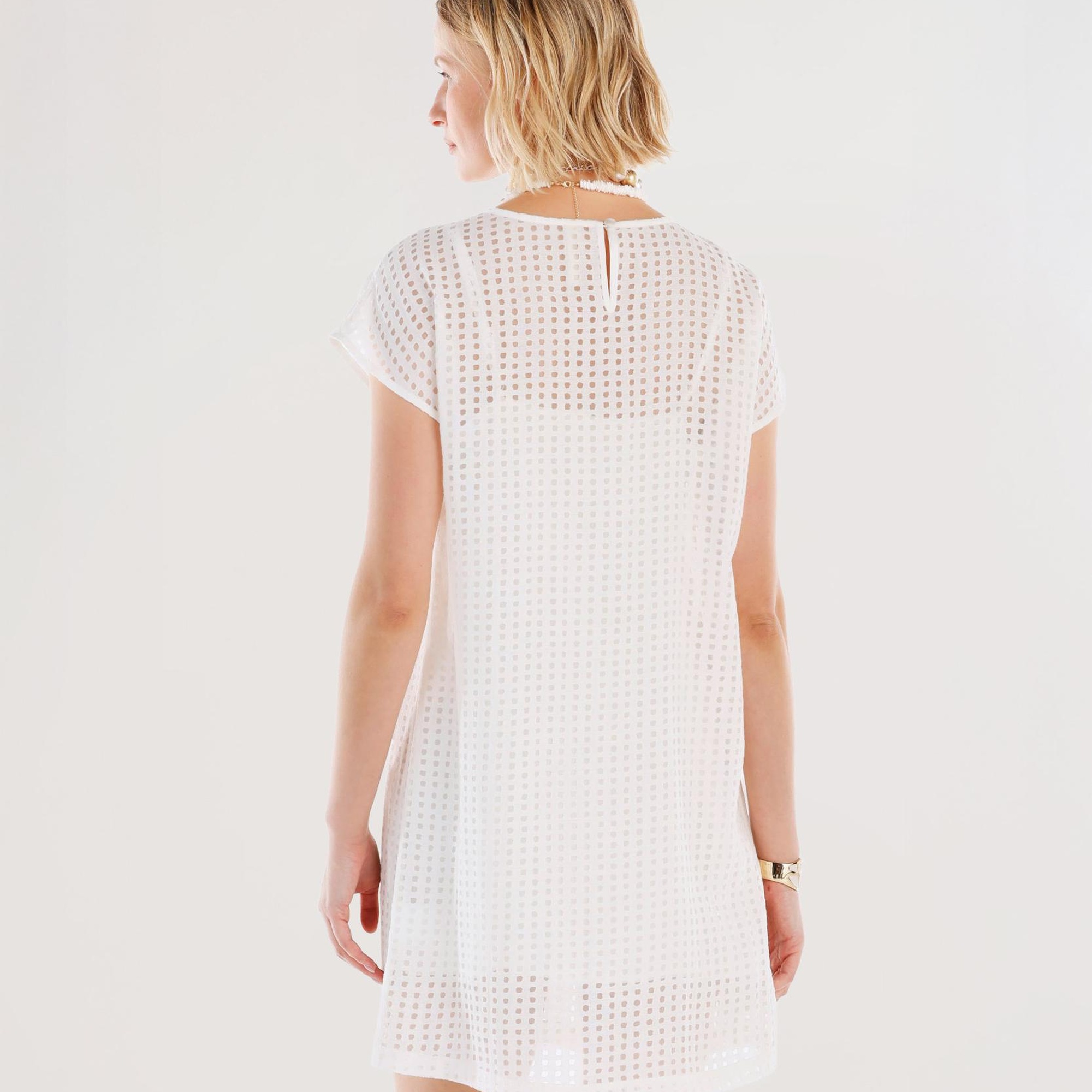 YARGICI Transparan Kumaşlı Kısa Kollu Kısa Elbise