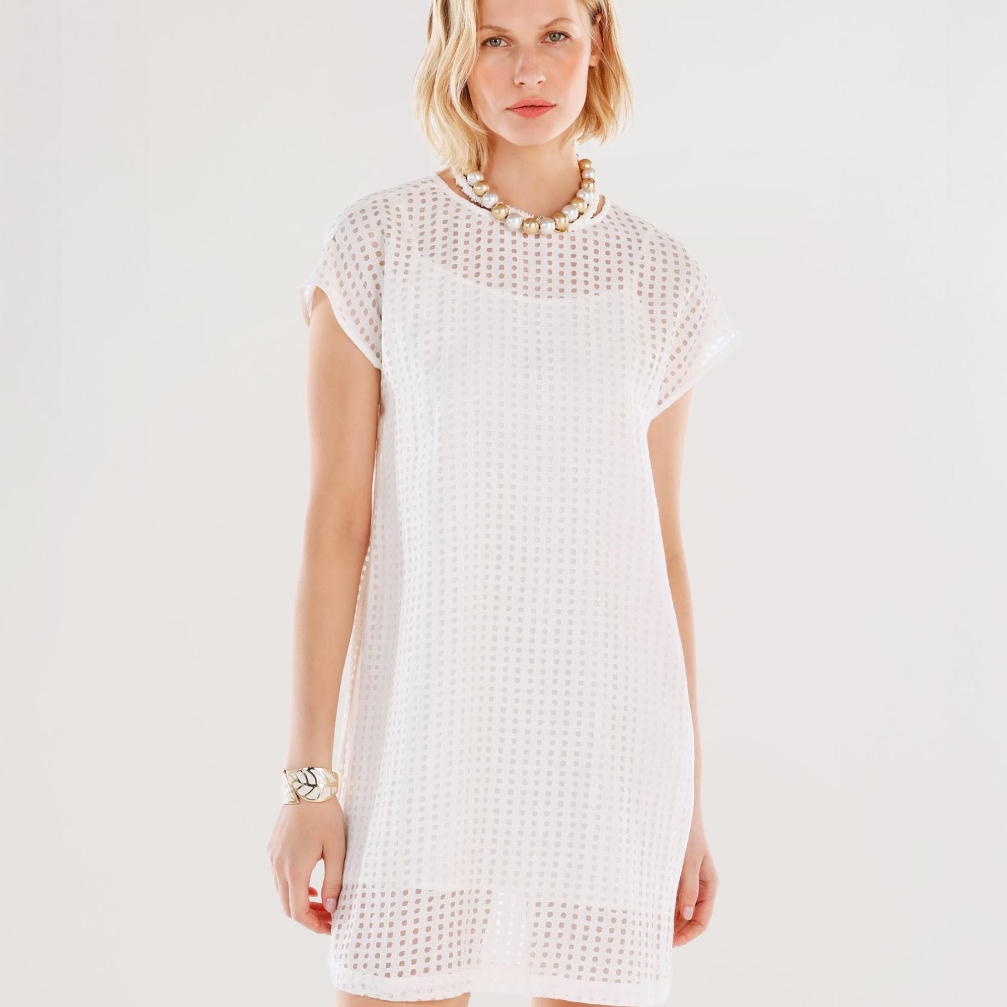 YARGICI Transparan Kumaşlı Kısa Kollu Kısa Elbise