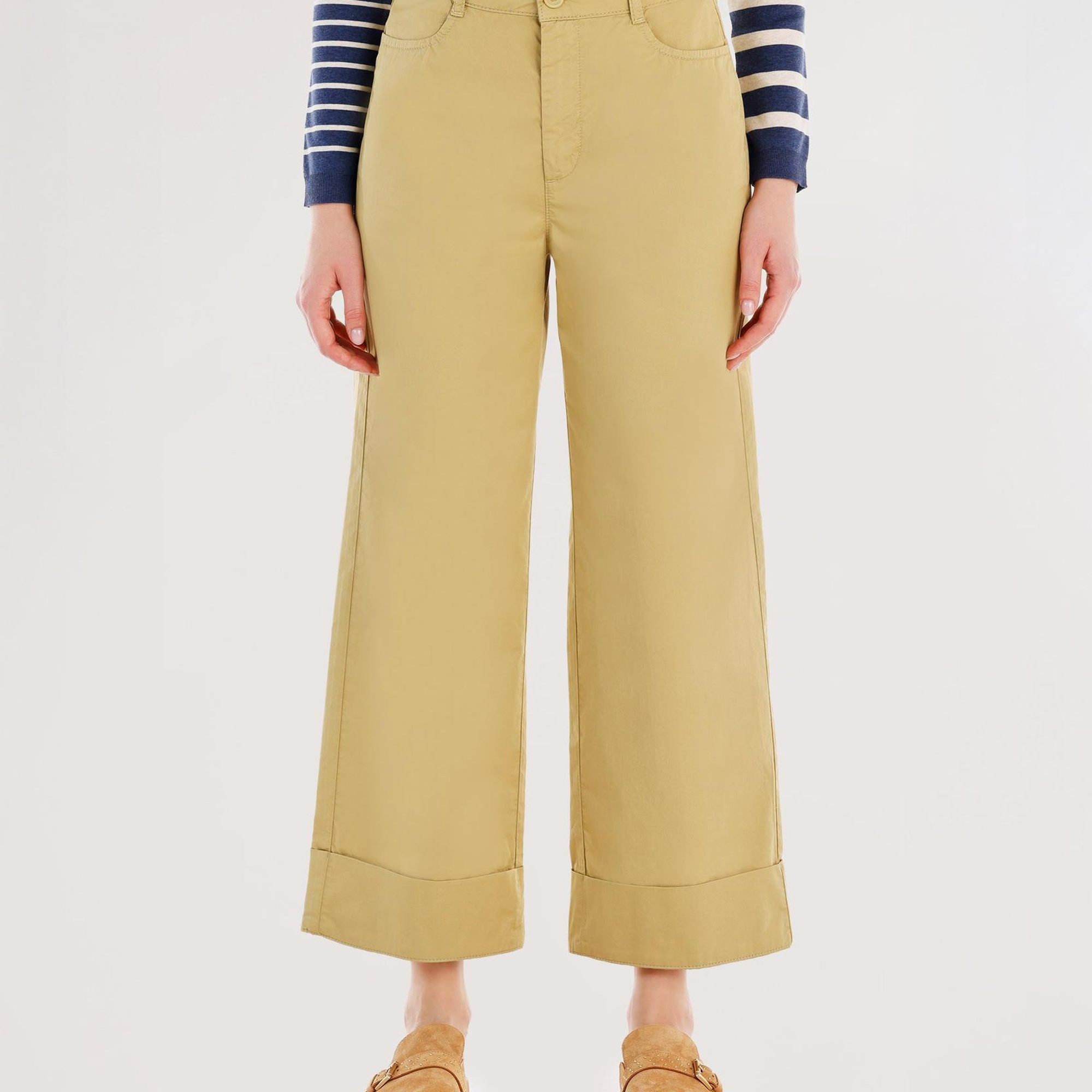 YARGICI Kemer Detaylı Yüksek Bel Geniş Paça Pantolon