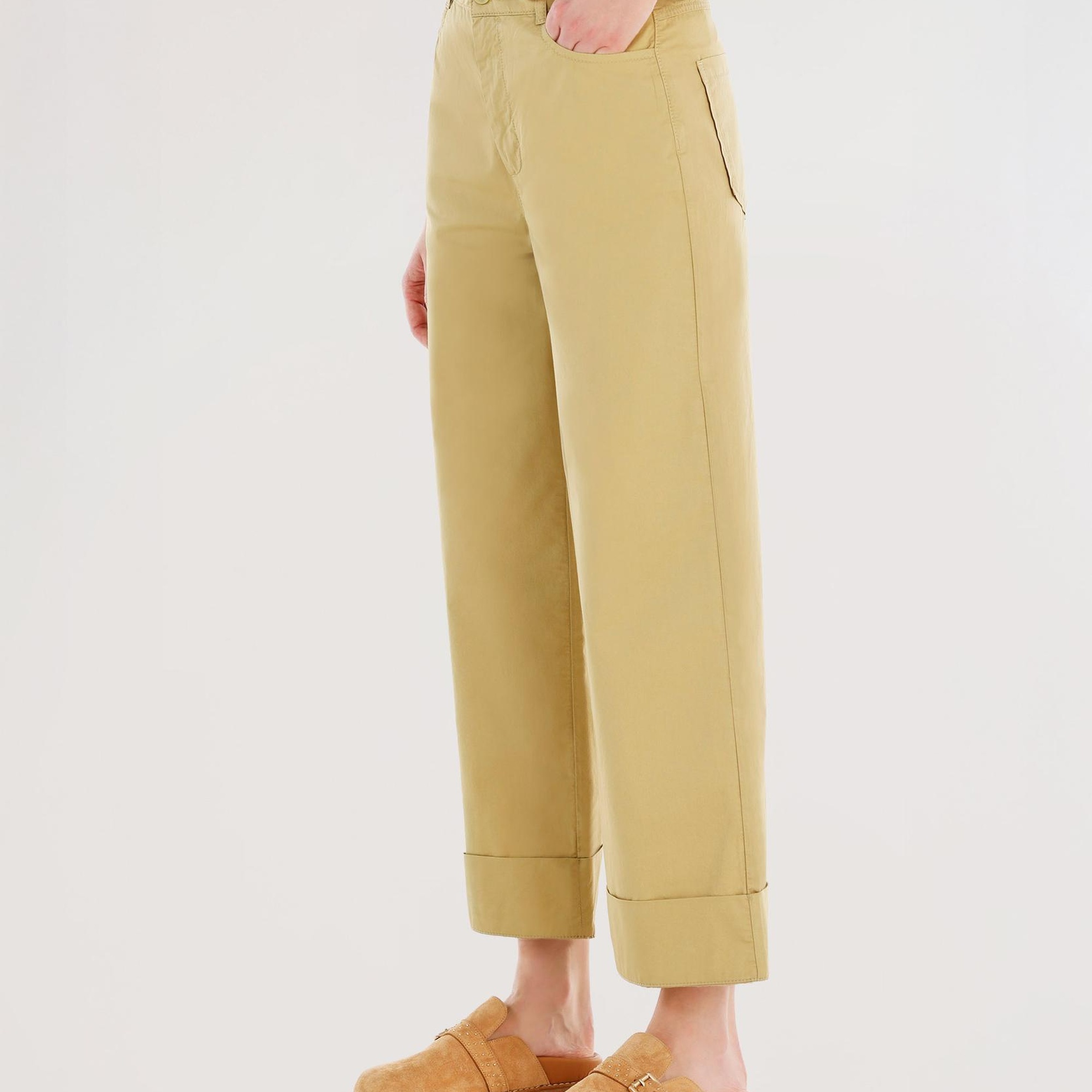 YARGICI Kemer Detaylı Yüksek Bel Geniş Paça Pantolon