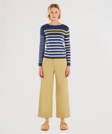  YARGICI Kemer Detaylı Yüksek Bel Geniş Paça Pantolon