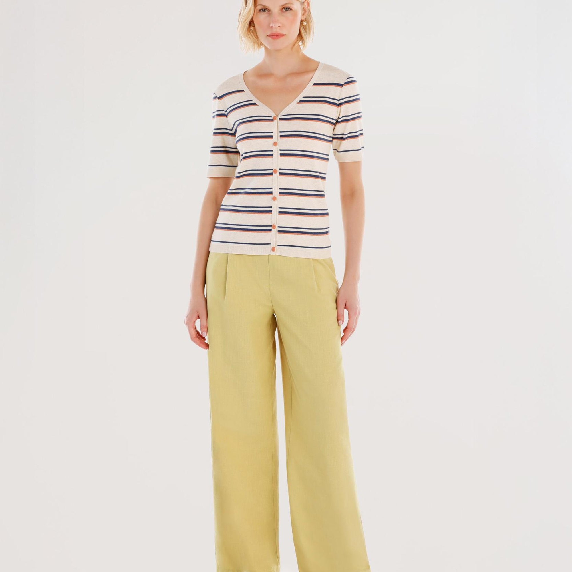 YARGICI Bisiklet Yaka Yarım Kollu Triko Hırka