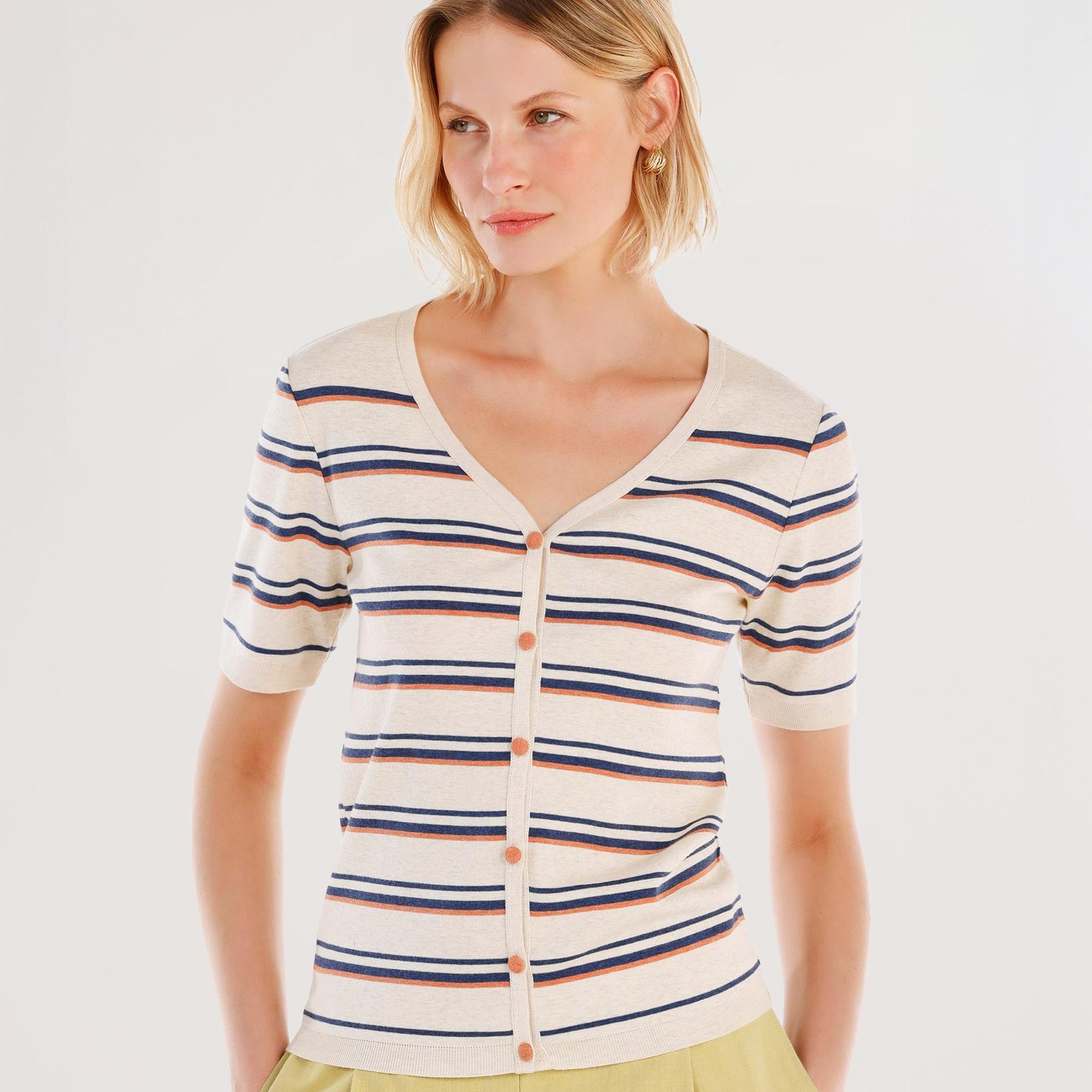 YARGICI Bisiklet Yaka Yarım Kollu Triko Hırka