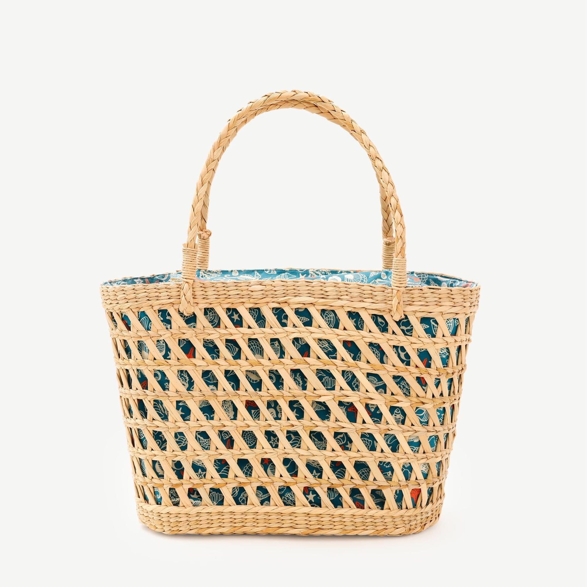 YARGICI Desen Kumaş Astarlı Rattan Çanta