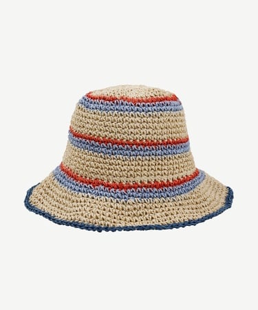  YARGICI Renkli Çizgi Detaylı Hasır Şapka