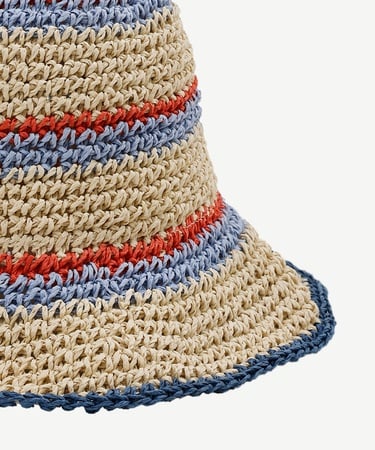  YARGICI Renkli Çizgi Detaylı Hasır Şapka