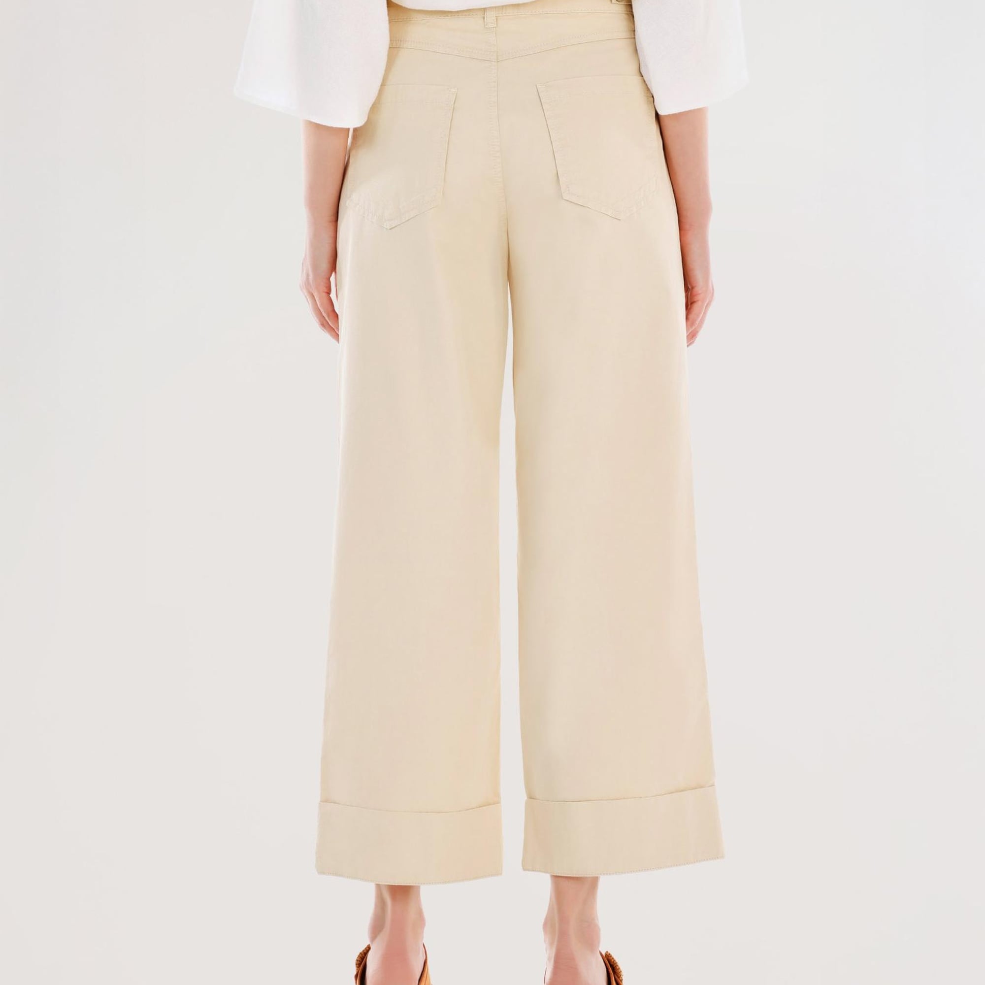 YARGICI Kemer Detaylı Yüksek Bel Geniş Paça Pantolon