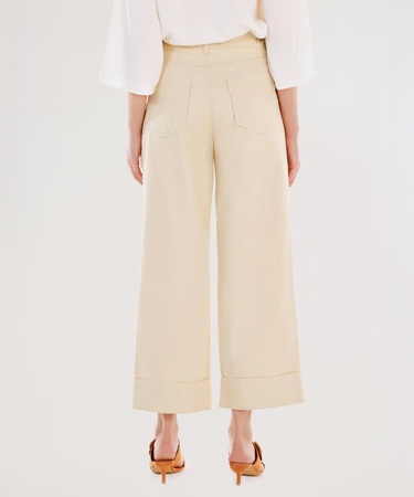  YARGICI Kemer Detaylı Yüksek Bel Geniş Paça Pantolon