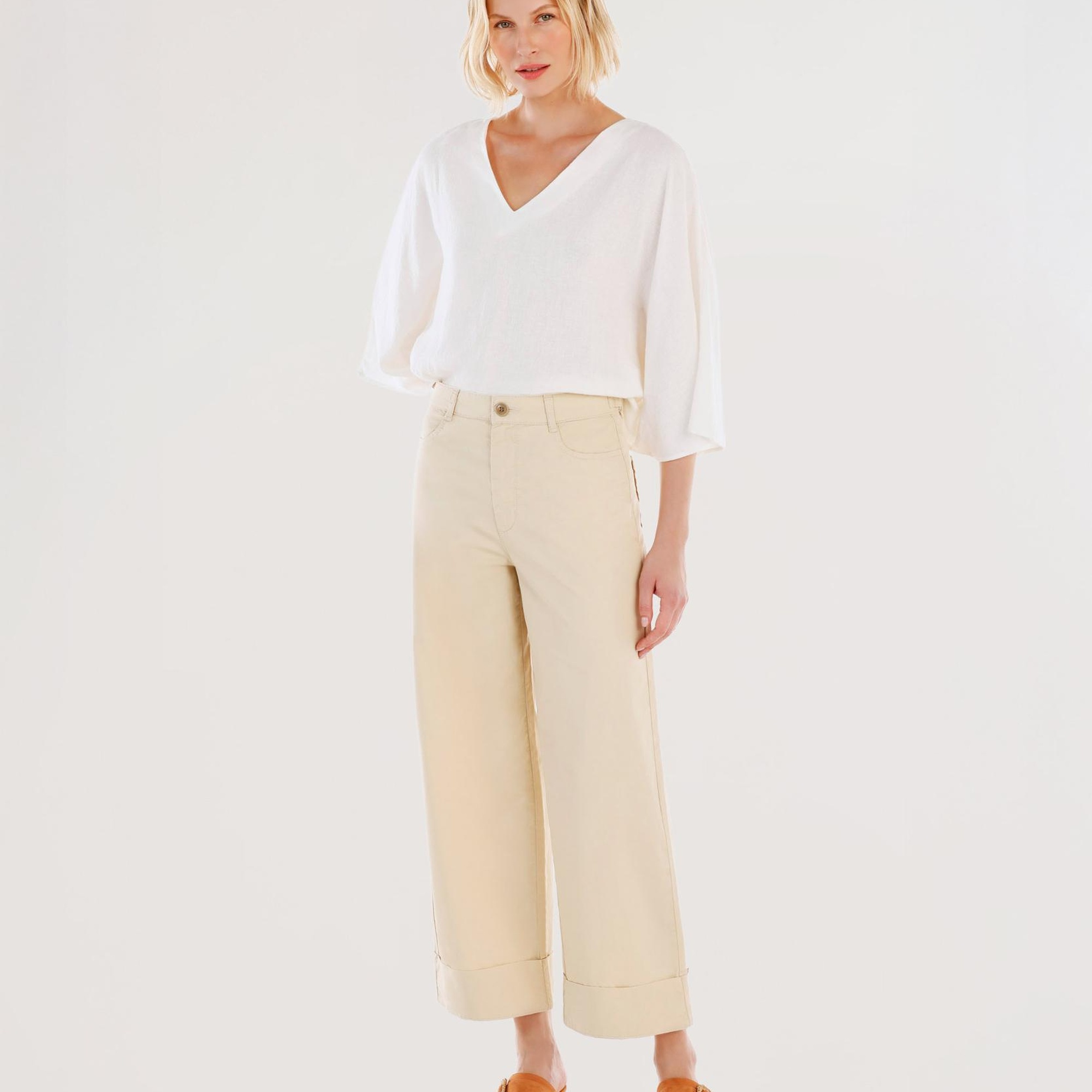 YARGICI Kemer Detaylı Yüksek Bel Geniş Paça Pantolon