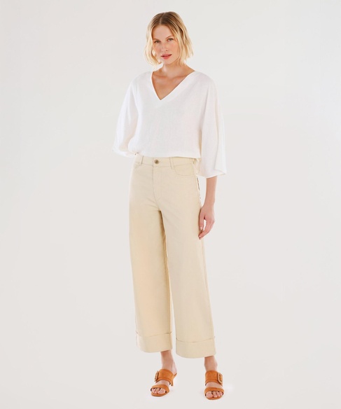  YARGICI Kemer Detaylı Yüksek Bel Geniş Paça Pantolon