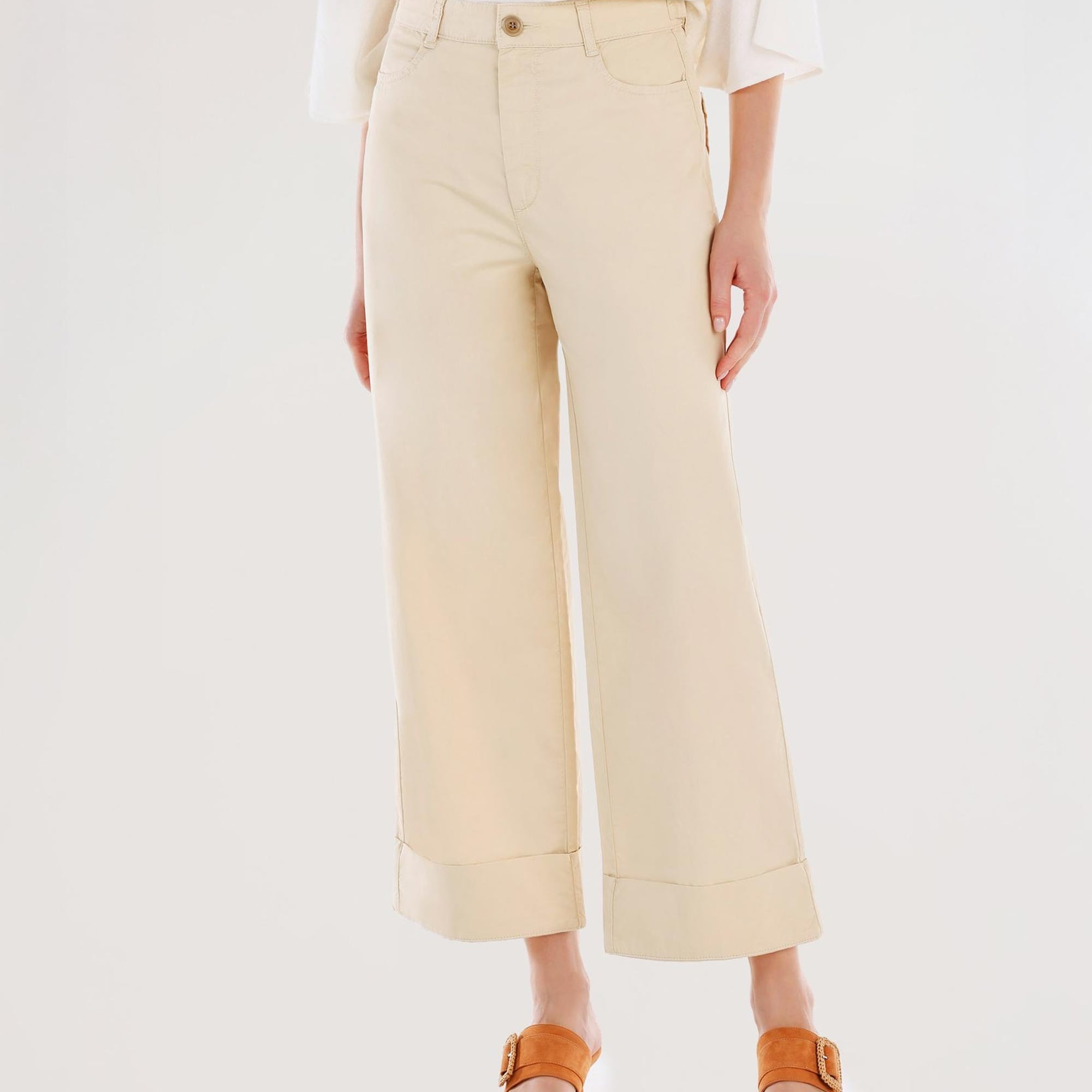 YARGICI Kemer Detaylı Yüksek Bel Geniş Paça Pantolon