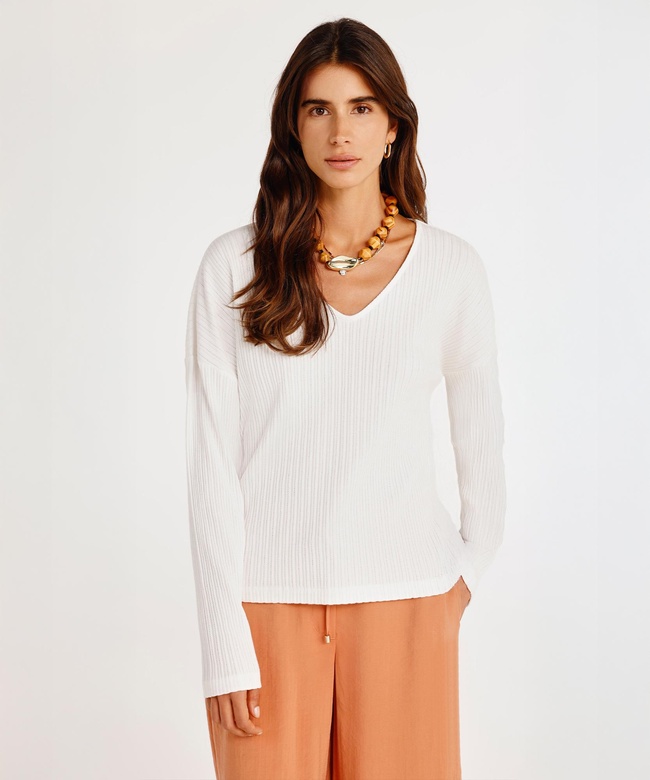  YARGICI V- Yakalı Uzun Kollu T-shirt