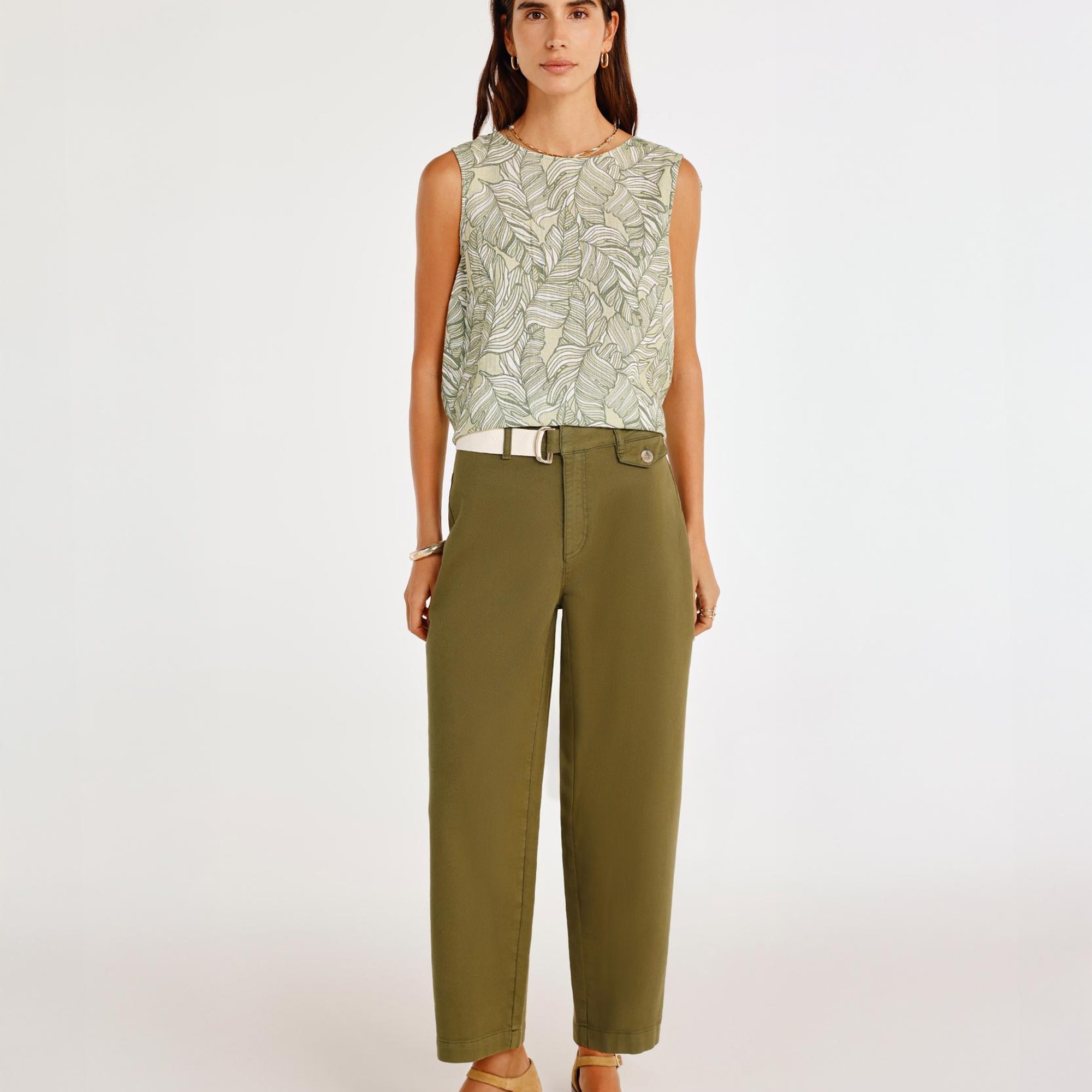 YARGICI Kemer Detaylı Normal Bel Geniş Paça Denim Pantolon