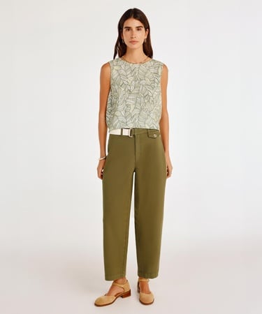  YARGICI Kemer Detaylı Normal Bel Geniş Paça Denim Pantolon